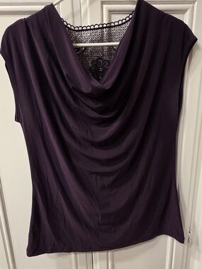 Suzie In The City Women's Sleeveless Draped Cowl Neck Top In Plum ~ Size Large